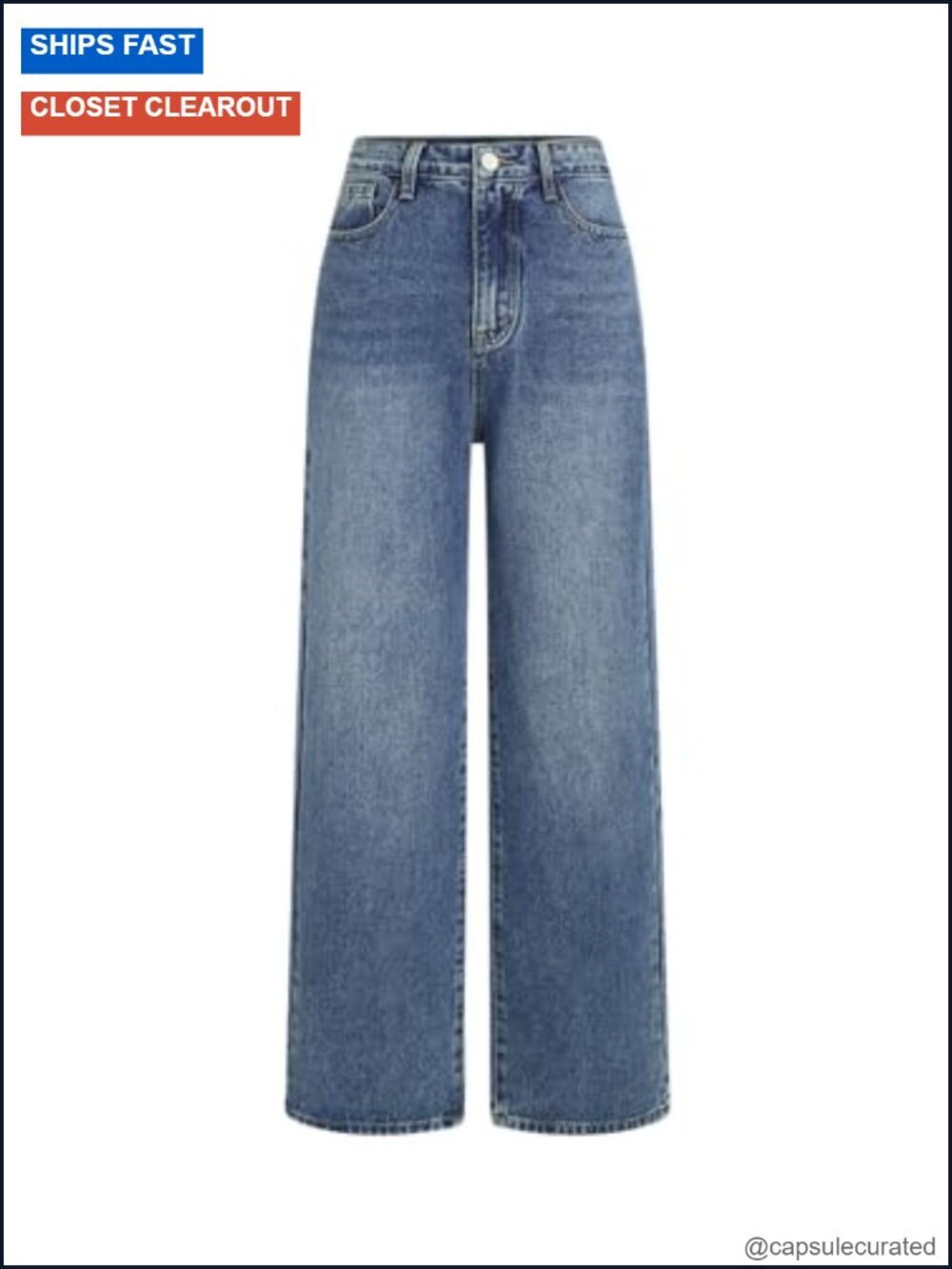 High Waisted Wide Leg Jeans Straight Leg Cropped Denim Pants Casual Trendy